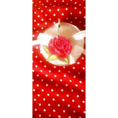 Μπομπονιέρα Λουλούδι Κόκκινο  Silver Line Round Plexi (100 τεμάχια) 