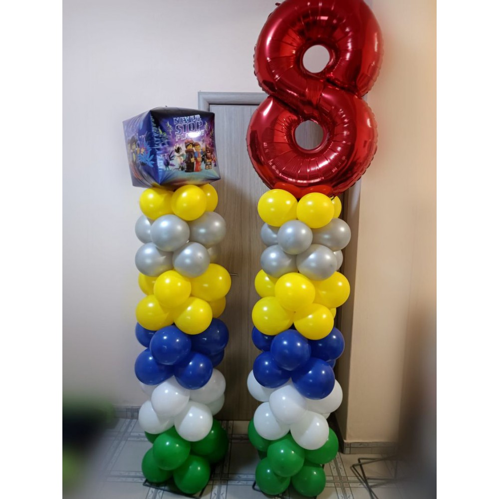 Θεματικές Στήλες Μπαλονιών Lego σε αλουμίνιο για εσωτερικό και εξωτερικό χώρο