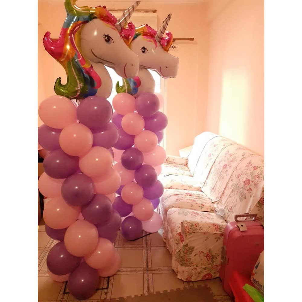 Θεματικό Πακέτο Βάπτισης  Μονόκερος Silver 100 (προσκλητήριο, μπομπονι΄έρες, στολισμός, Candy bar και Salty bar)