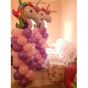 Θεματικό Πακέτο Βάπτισης  Μονόκερος Silver 100 (προσκλητήριο, μπομπονι΄έρες, στολισμός, Candy bar και Salty bar)