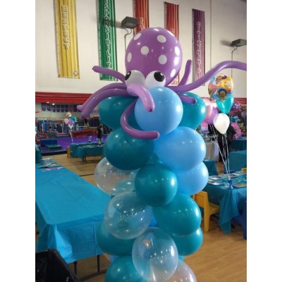 Συνθεση μπαλονιων Βυθος Centerpiece με το θεμα και την ηλικια 