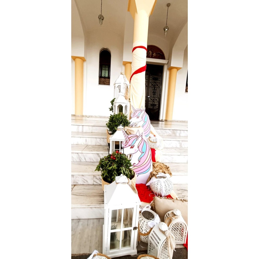 Θεματικό Πακέτο Βάπτισης  Μονόκερος Silver 100 (προσκλητήριο, μπομπονι΄έρες, στολισμός, Candy bar και Salty bar)