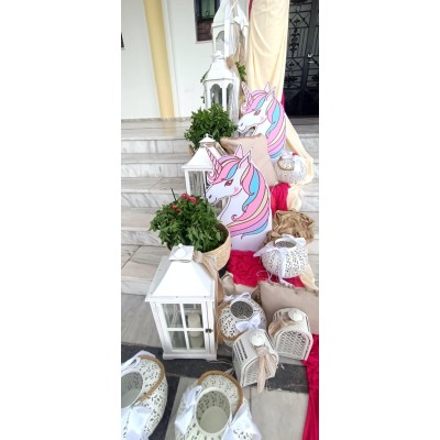 Θεματικό Πακέτο Βάπτισης  Μονόκερος Silver 100 (προσκλητήριο, μπομπονι΄έρες, στολισμός, Candy bar και Salty bar)