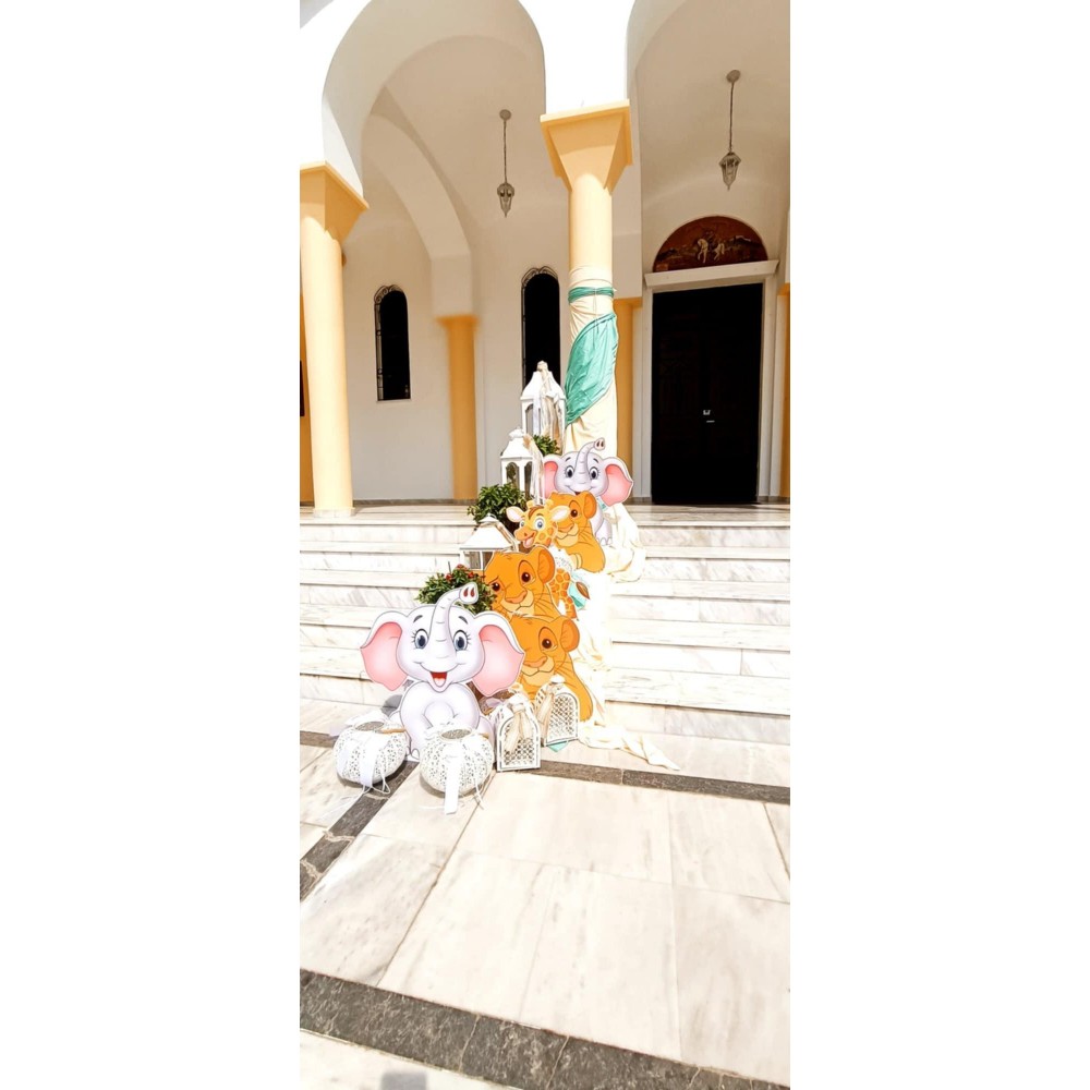 Θεματικό Πακέτο Βάπτισης Σίμπα   Silver 100 (προσκλητήριο, μπομπονι΄έρες, στολισμός, Candy bar και Salty bar)