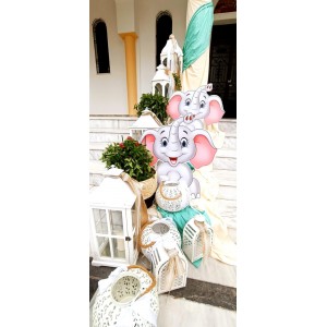 Θεματικό Πακέτο Βάπτισης Ελεφαντάκι  Silver 100 (προσκλητήριο, μπομπονι΄έρες, στολισμός, Candy bar και Salty bar)