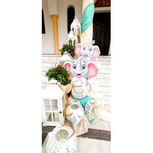 Θεματικό Πακέτο Βάπτισης Ελεφαντάκι  Silver 100 (προσκλητήριο, μπομπονι΄έρες, στολισμός, Candy bar και Salty bar)