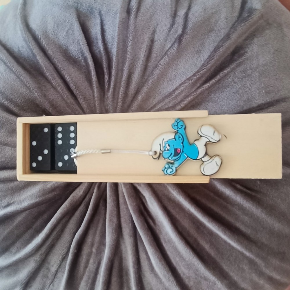 Θεματικό Παιδικό Δωράκι Ντόμινο με μπρελόκ Στρουμφάκι (σετ 30τμχ)