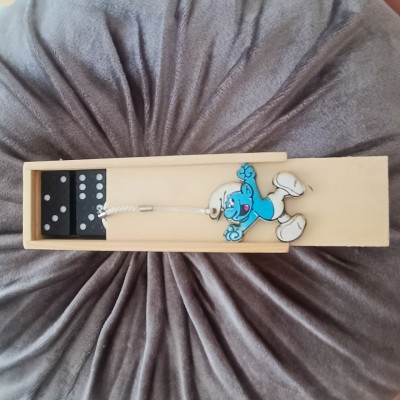 Θεματικό Παιδικό Δωράκι Ντόμινο με μπρελόκ Στρουμφάκι (σετ 30τμχ)