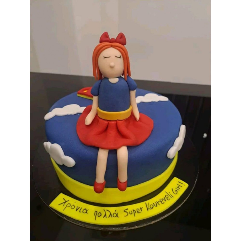 Τούρτα Ζαχαρόπαστας Super Girl  για 45 καλεσμένους διώροφη 