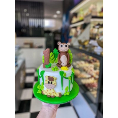 Τούρτα Ζαχαρόπαστας Monkey  για 45 καλεσμένους διώροφη 