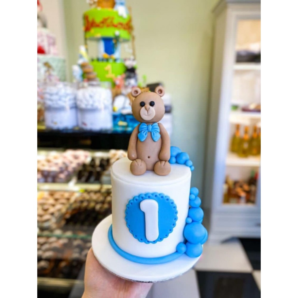 Τούρτα Ζαχαρόπαστας Αρκουδάκι- Αγόρι για 45 καλεσμένους διώροφη 