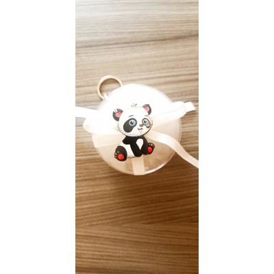 Μπομπονιέρα Πάντα Silver Line Round Plexi (100 τεμάχια) 