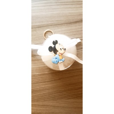 Μπομπονιέρα Μπέιμπι Μίκι Silver Line Round Plexi (100 τεμάχια) 