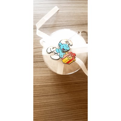 Μπομπονιέρα Στρουμφάκι Silver Line Round Plexi (100 τεμάχια) 