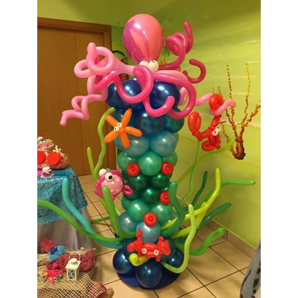 Συνθεση Μπαλονιών θεμα βυθος Centerpiece με το θεμα και την ηλικια 