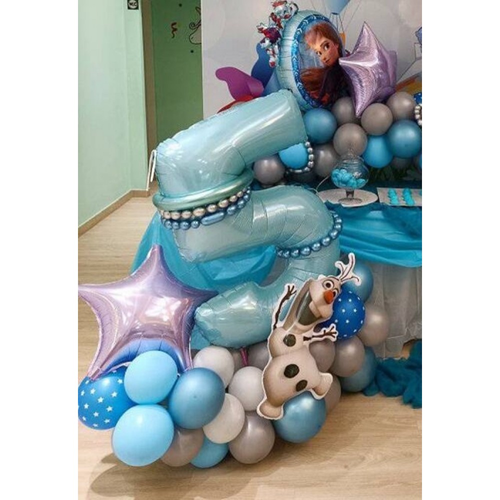 Olaf Θεματικό Centerpiece Μπαλονιών με το θέμα και την ηλικία 