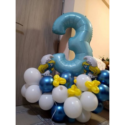 Στρουμφίτα Θεματικό Centerpiece Μπαλονιών με το θέμα και την ηλικία 