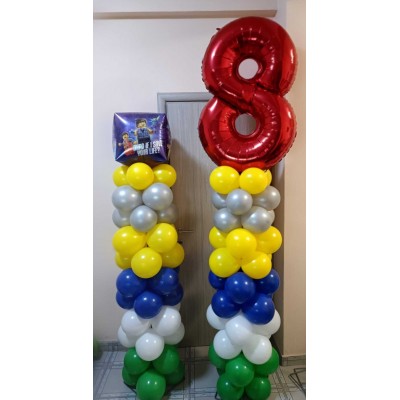 Θεματικές Στήλες Μπαλονιών Lego σε αλουμίνιο για εσωτερικό και εξωτερικό χώρο