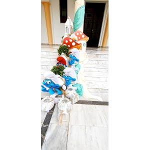 Θεματικό Πακέτο Βάπτισης Στρουμφάκια Silver 100 (προσκλητήριο, μπομπονι΄έρες, στολισμός, Candy bar και Salty bar)