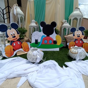 Θεματικό Πακέτο Βάπτισης Mickey Mouse Silver 100 (προσκλητήριο, μπομπονι΄έρες, στολισμός, Candy bar και Salty bar)