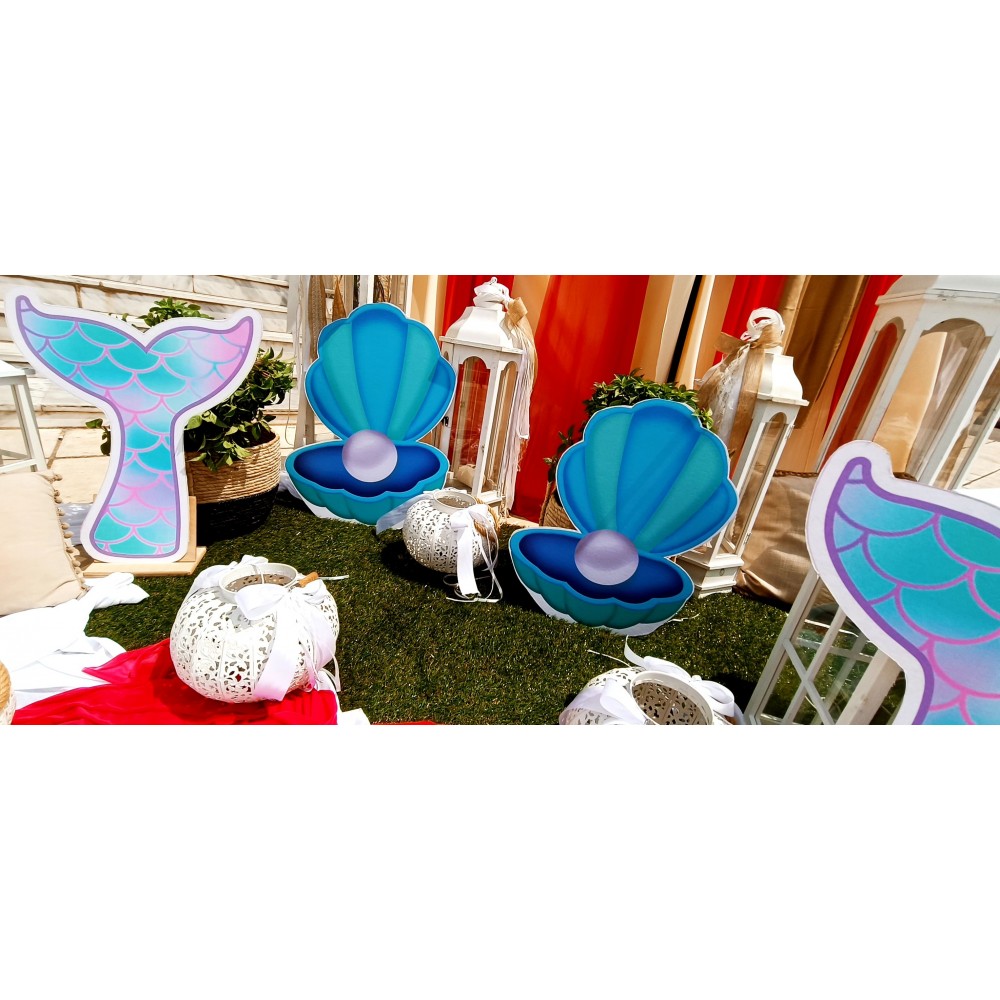 Θεματικό Πακέτο Βάπτισης Γοργόνα Silver 100 (προσκλητήριο, μπομπονι΄έρες, στολισμός, Candy bar και Salty bar)