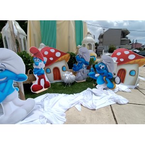 Θεματικό Πακέτο Βάπτισης Στρουμφάκια Silver 100 (προσκλητήριο, μπομπονι΄έρες, στολισμός, Candy bar και Salty bar)