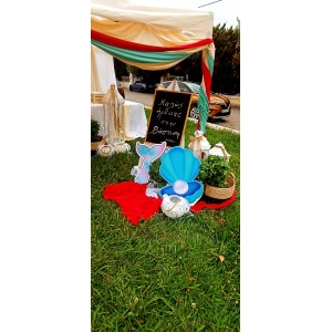 Θεματικό Πακέτο Βάπτισης Γοργόνα Silver 100 (προσκλητήριο, μπομπονι΄έρες, στολισμός, Candy bar και Salty bar)