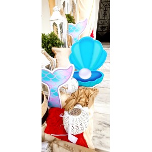 Θεματικό Πακέτο Βάπτισης Γοργόνα Silver 100 (προσκλητήριο, μπομπονι΄έρες, στολισμός, Candy bar και Salty bar)