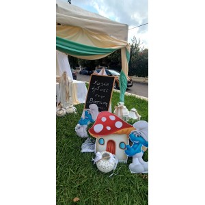 Θεματικό Πακέτο Βάπτισης Στρουμφάκια Silver 100 (προσκλητήριο, μπομπονι΄έρες, στολισμός, Candy bar και Salty bar)