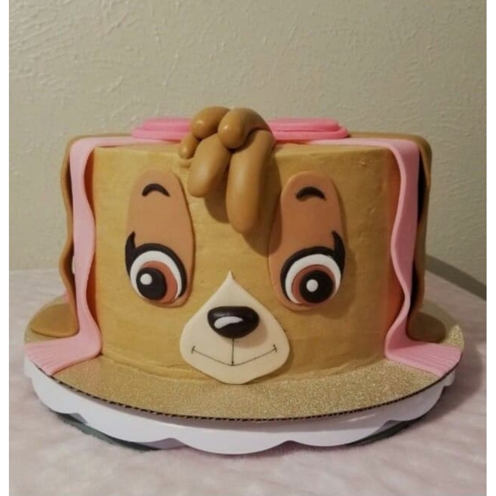 Τούρτα Ζαχαρόπαστας Σκυλακι ροζ για 25 καλεσμένους ένας οροφος