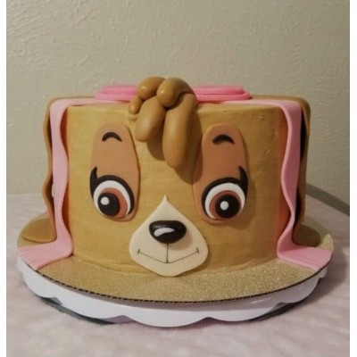 Τούρτα Ζαχαρόπαστας Σκυλακι ροζ για 25 καλεσμένους ένας οροφος