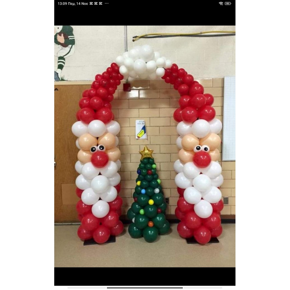 Δυο στήλες χριστουγεννιατικων μπαλονιων 